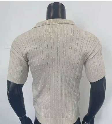 Mens Premium Top Knitted Button Short-sleeved