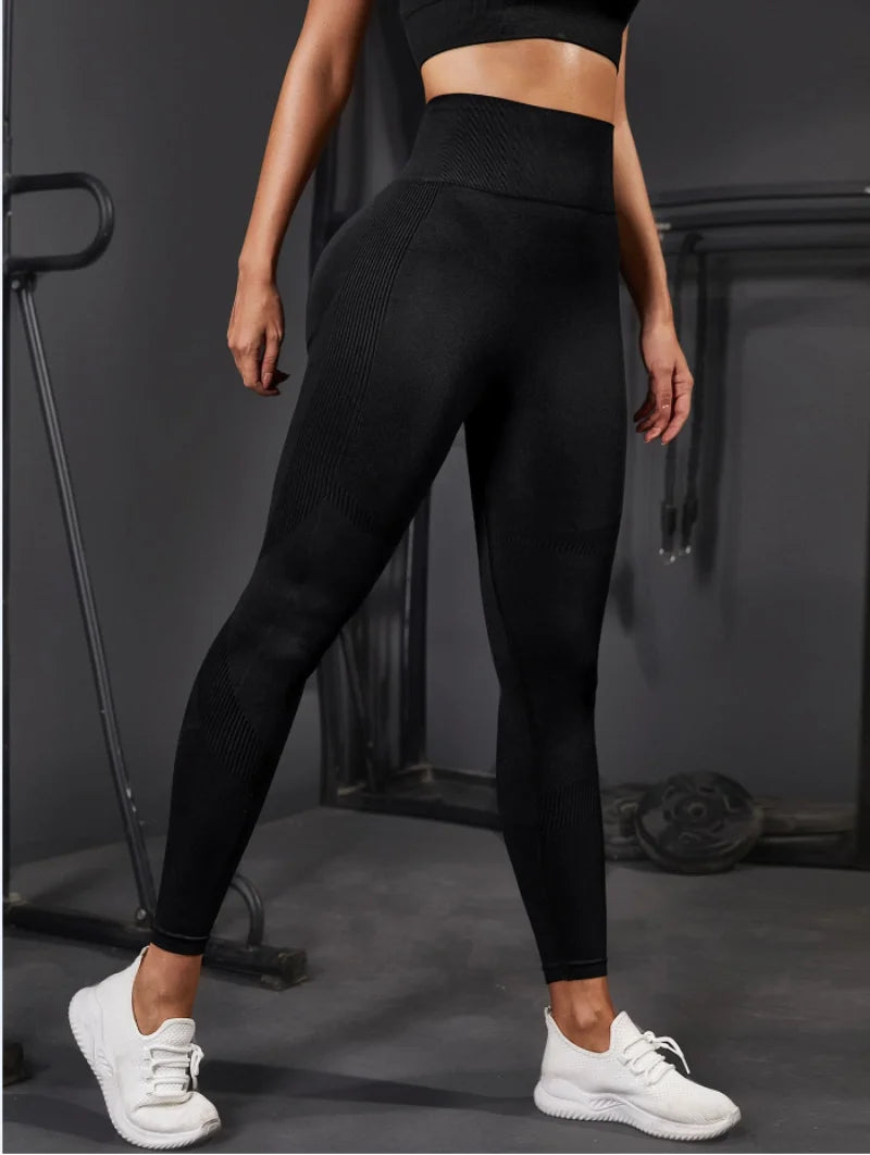 Seamless  Pants With Sexy Lines Lifting Buttocks Sports Tight Pants Women's High Waisted Elastic Fitness Pants Running Yoga Pant