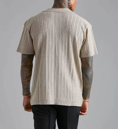 Mens Premium Top Knitted Button Short-sleeved